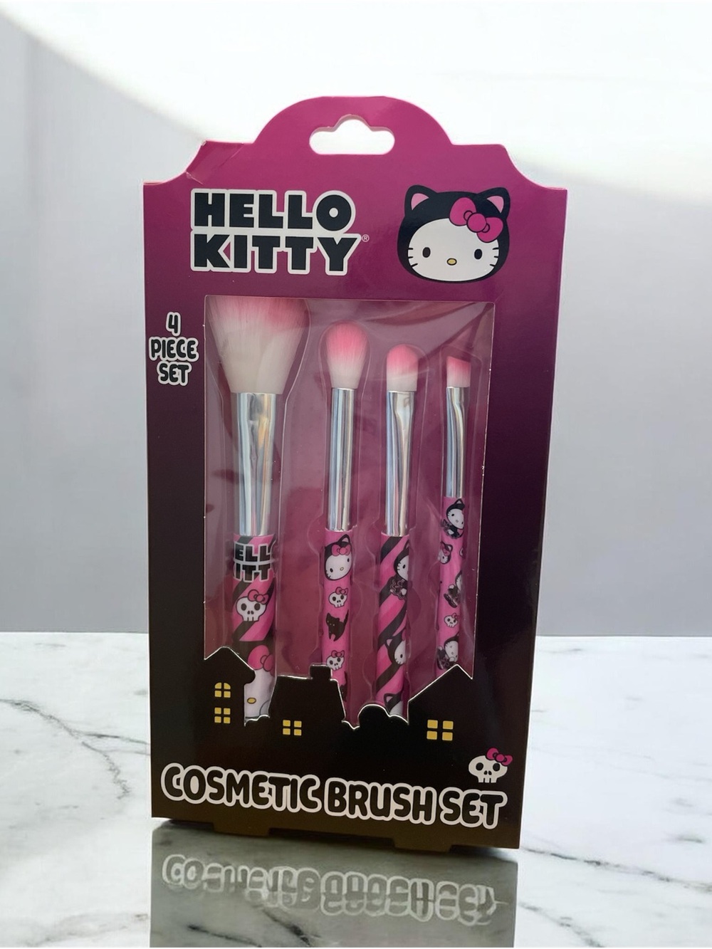 New Hello Kitty Pink Brush Set with Silver Ferrules